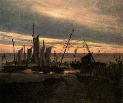 Caspar David Friedrich Schiffe im Hafen am Abend Sweden oil painting artist